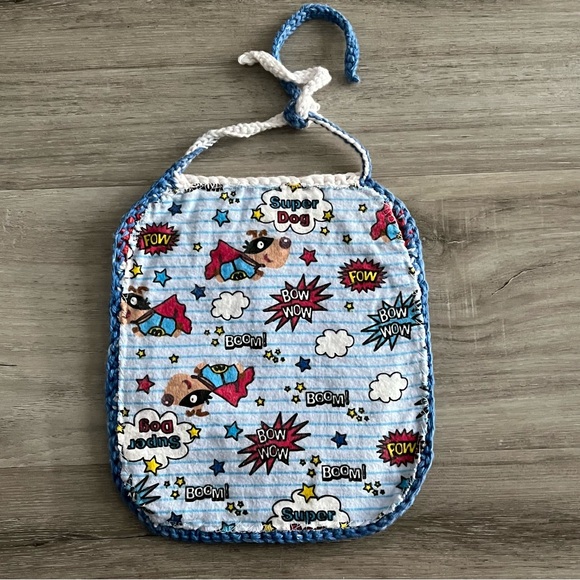 New Patriotic Crochet Cotton Bibs with Cute Flannel Backing & Decals (Set of 2) - Picture 12 of 12